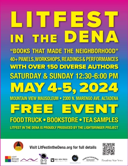 Flyer for LitFest in the Dena